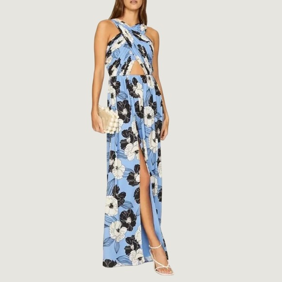 Dress the Population Dresses & Skirts - Dress The Population Rose Maxi Dress Sky Floral Large NWT Wedding Guest Garden
